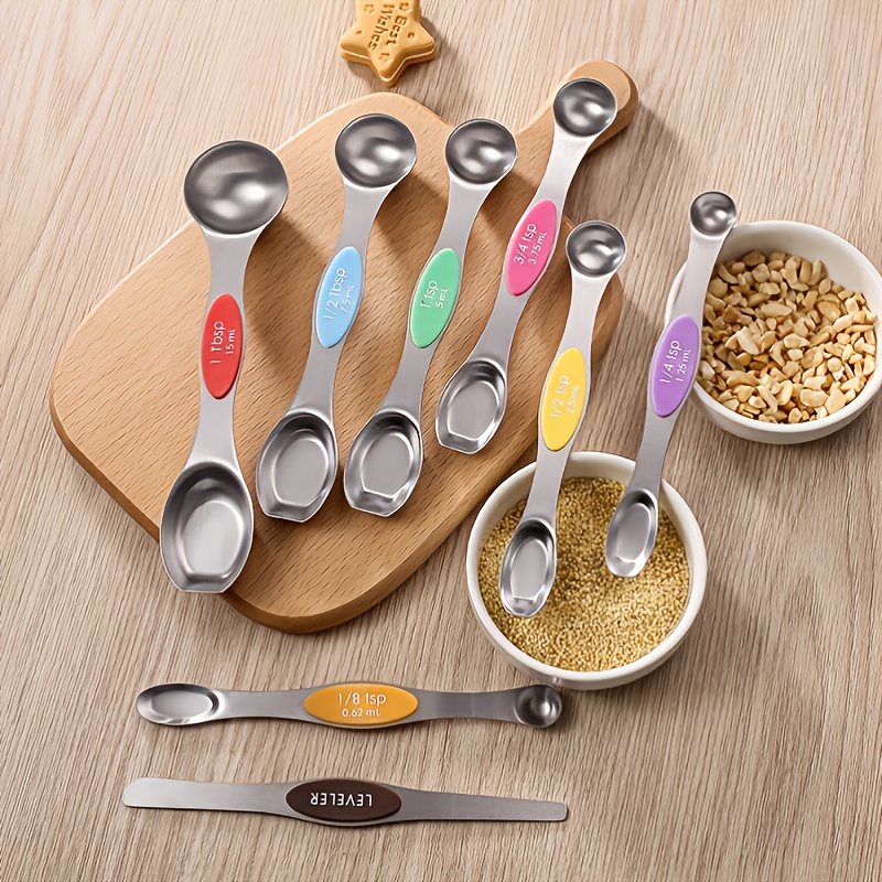 Zulay Kitchen Stackable Magnetic Spoons Set of 8 - Dual Sided Magnetic  Measuring Spoons Set Fits In Spice Jars - Stainless Steel Measuring Spoons