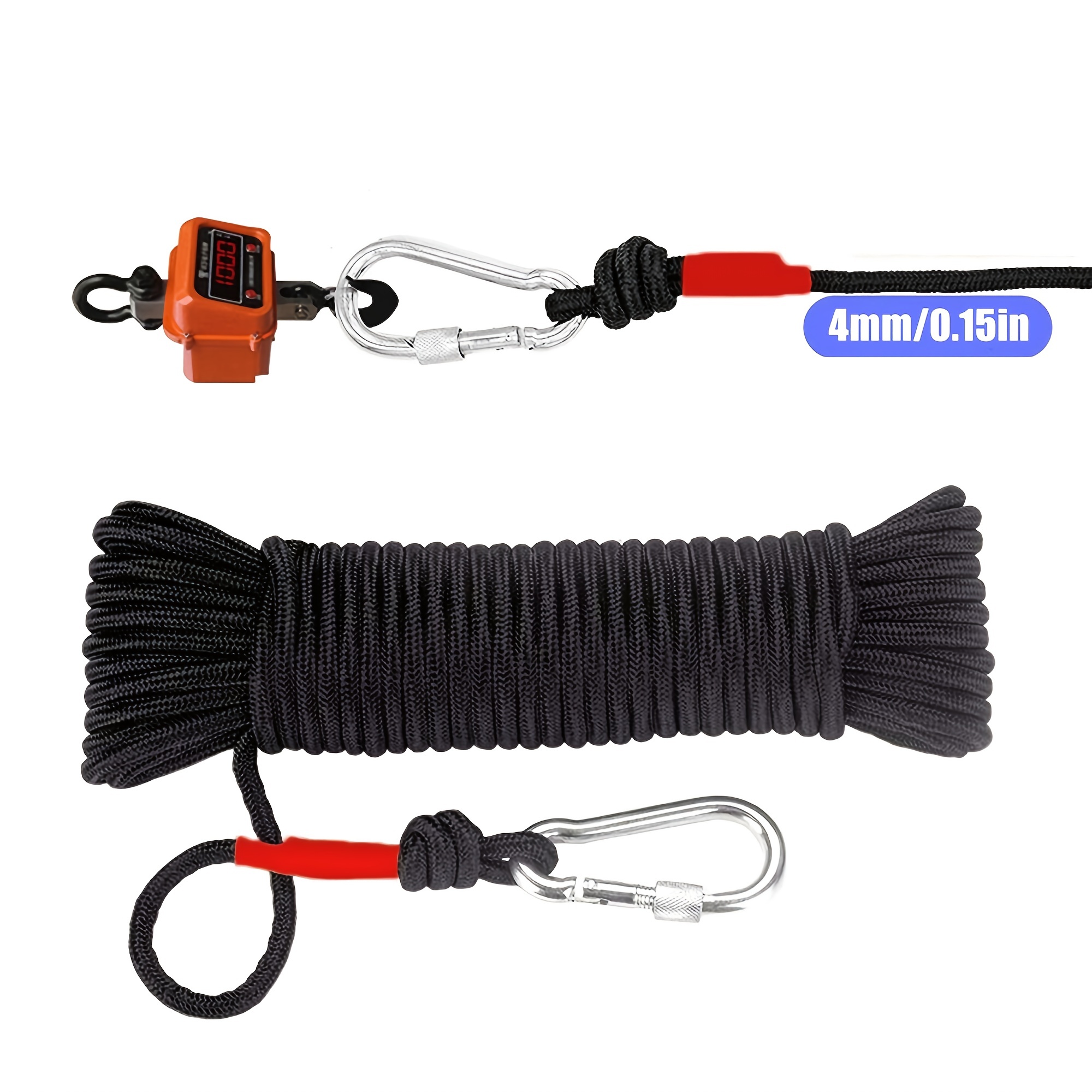 787 4in Black Salvage Magnet Fishing Rope Carabiner Nylon Braided Rope  Nylon Mooring Rope Anchor Clothesline Belt Tow Rope - Sports & Outdoors -  Temu Canada