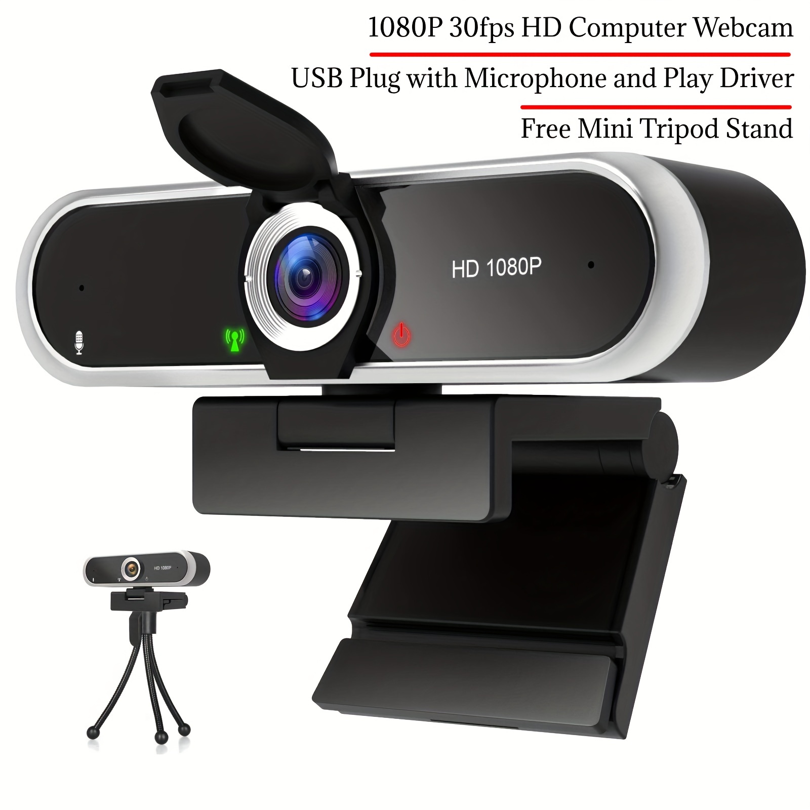1080p 30fps Hd Webcam With Microphone 3d Noise Reduction - Temu