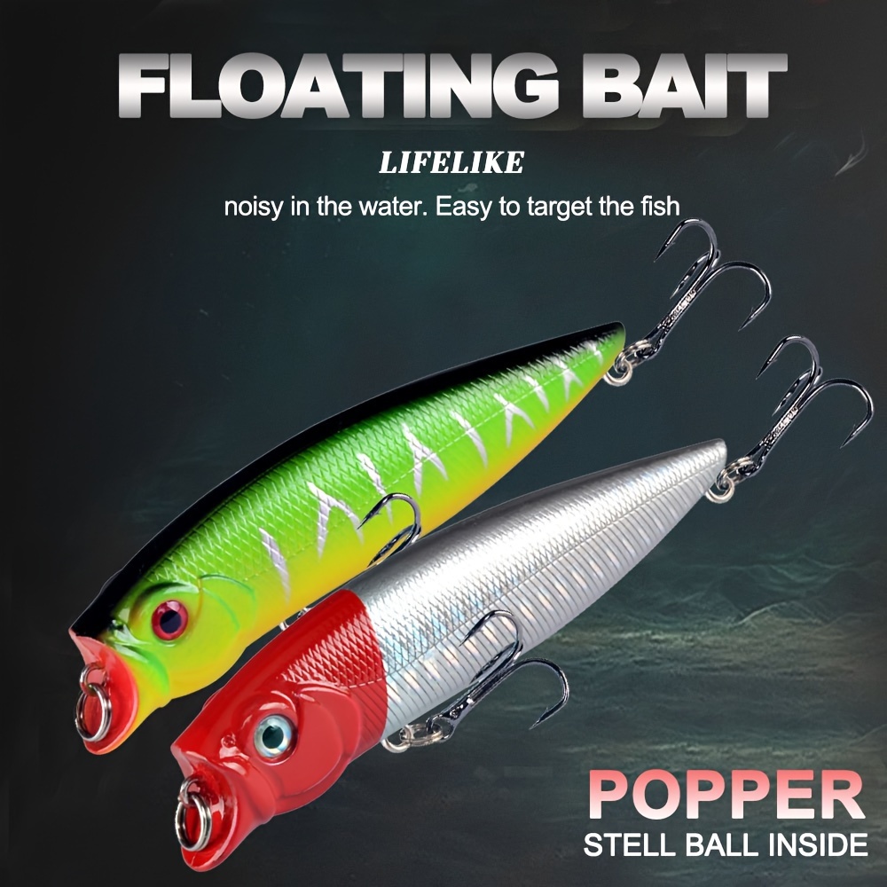 Popper Fishing Lures Kit: Catch Tuna Bass Topwater Popper - Temu