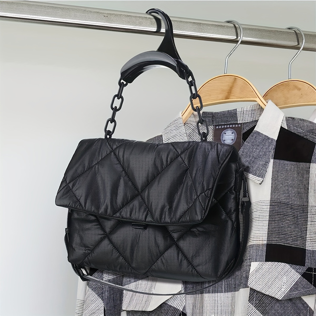 5pcs Bag Hanger, Purse Hanger Closet, Purse Hooks For Closet, Handbag  Hanger, White & Grey Storage Organizer For Backpacks, Clothes Or Handbag