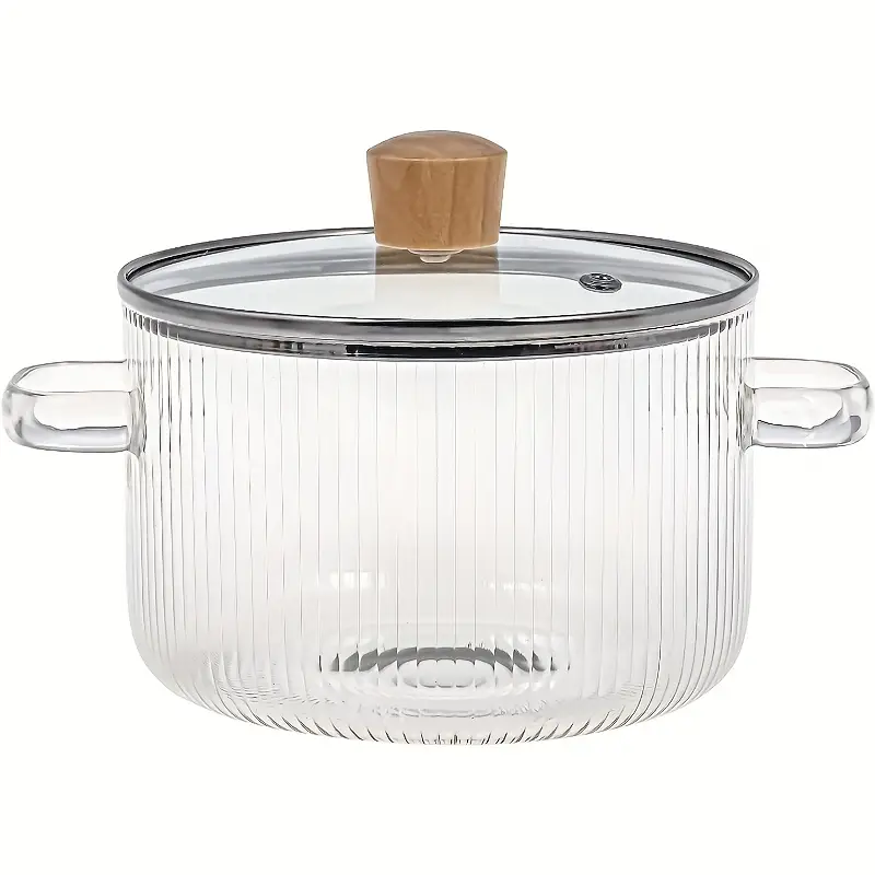 1pc Glass Cooking Pot With Lid, 54.1oz, Heat-resistant Borosilicate Glass  Pot, Beautiful Design, Safe To Use, Ideal For Milk And Food Supplement, Stov
