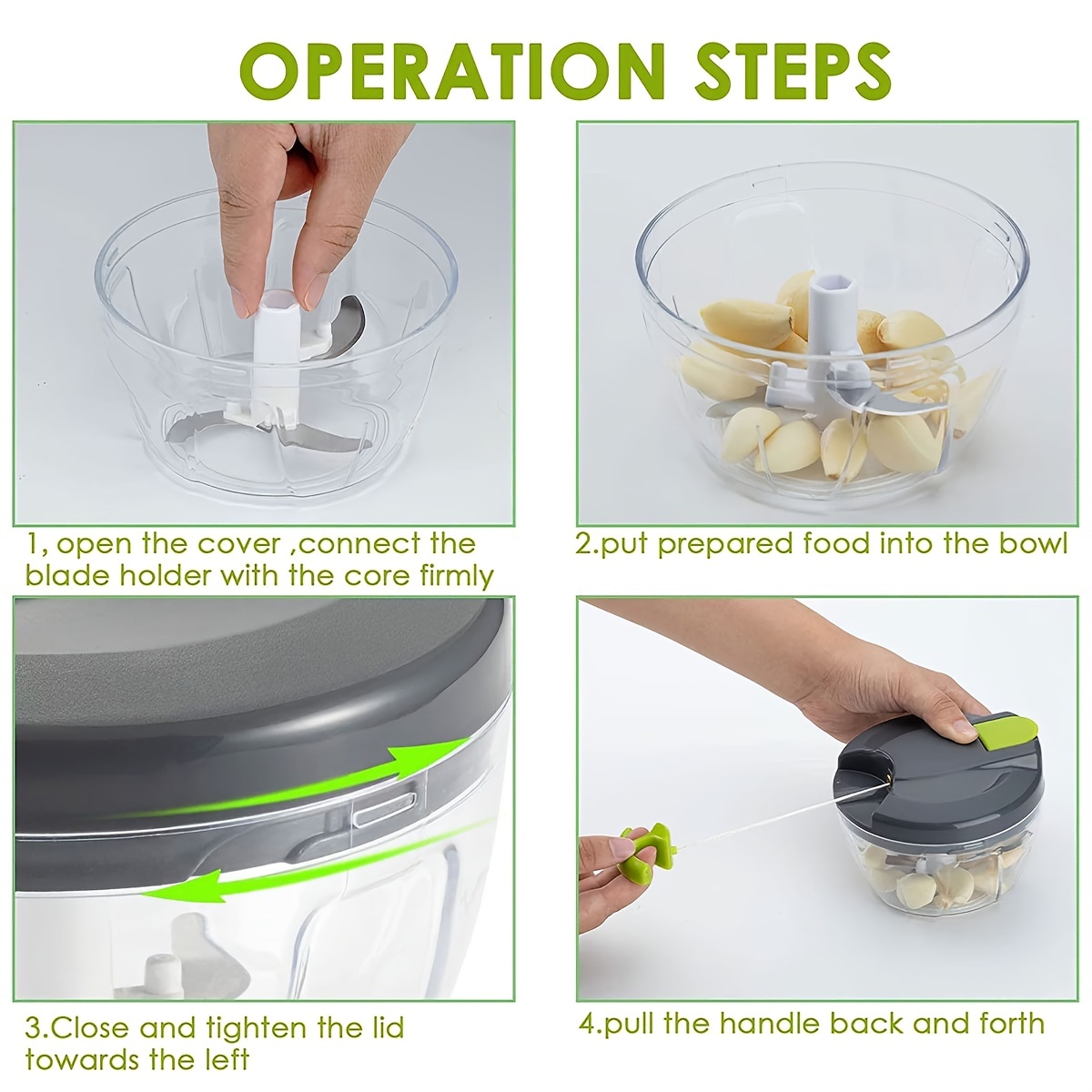 1pcs 520ml Manual Food Chopper Hand Pull String Vegetable Cutter Onions  Garlic Chopper for Fruits Herbs Nuts