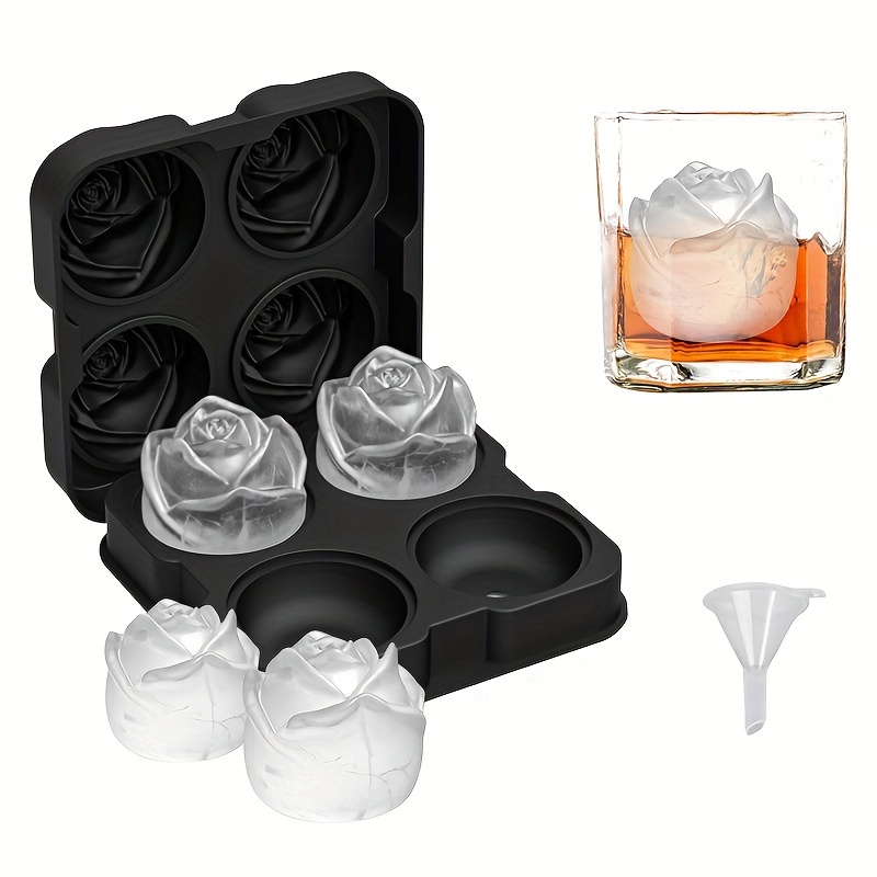Large 3d Rose Ice Cube Mold - Silicone Rubber Fun Ice Cub For Freezer,  Cocktail Bar, Party, Kitchen, Dorm - Cute Flower Shape Ice Cube Trays For  Chilling Drinks And Cocktails - Temu