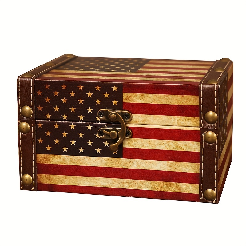 1pc Caja Almacenamiento Impresa Bandera Americana Cofre - Temu