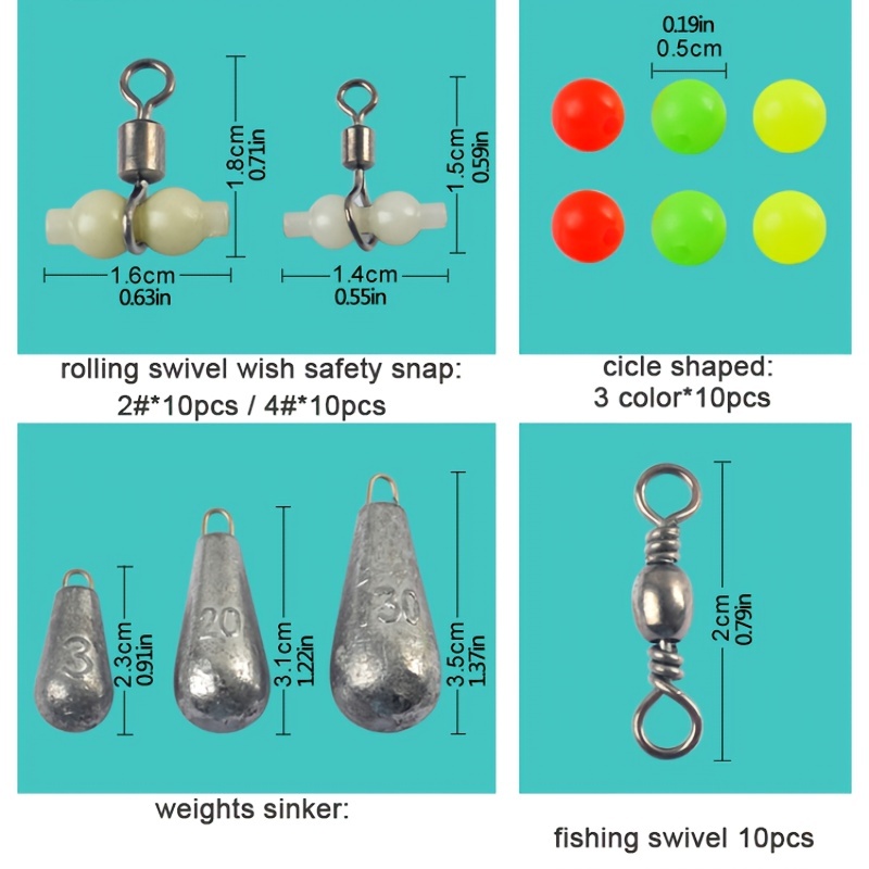 Fishing Kit Tackle Box Sinkers Jig Hooks Space Beans Swivels - Temu  Australia