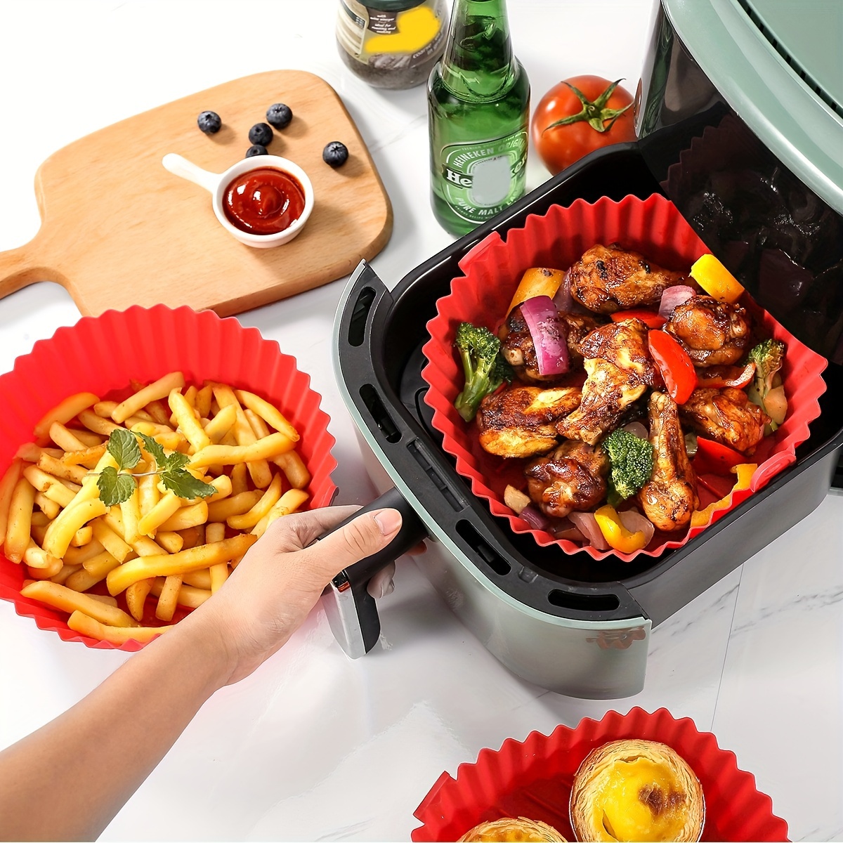 1pc Air Fryer Silicone Liners Pot 3 5 Qt, Air Fryer Silicone Basket Bowl,  Reemplazo Papel Pergamino Inflamable, Bandeja Horneado Reutilizable  Accesorios Horno - Herramientas Hogar - Temu Chile