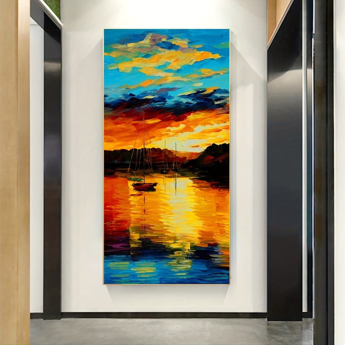 Pintura al óleo digital de bricolaje paisaje marino atardecer pintura de  lienzo sin marco cuadro al óleo de pared de oficina en casa Jumpingount  HA5646-00B