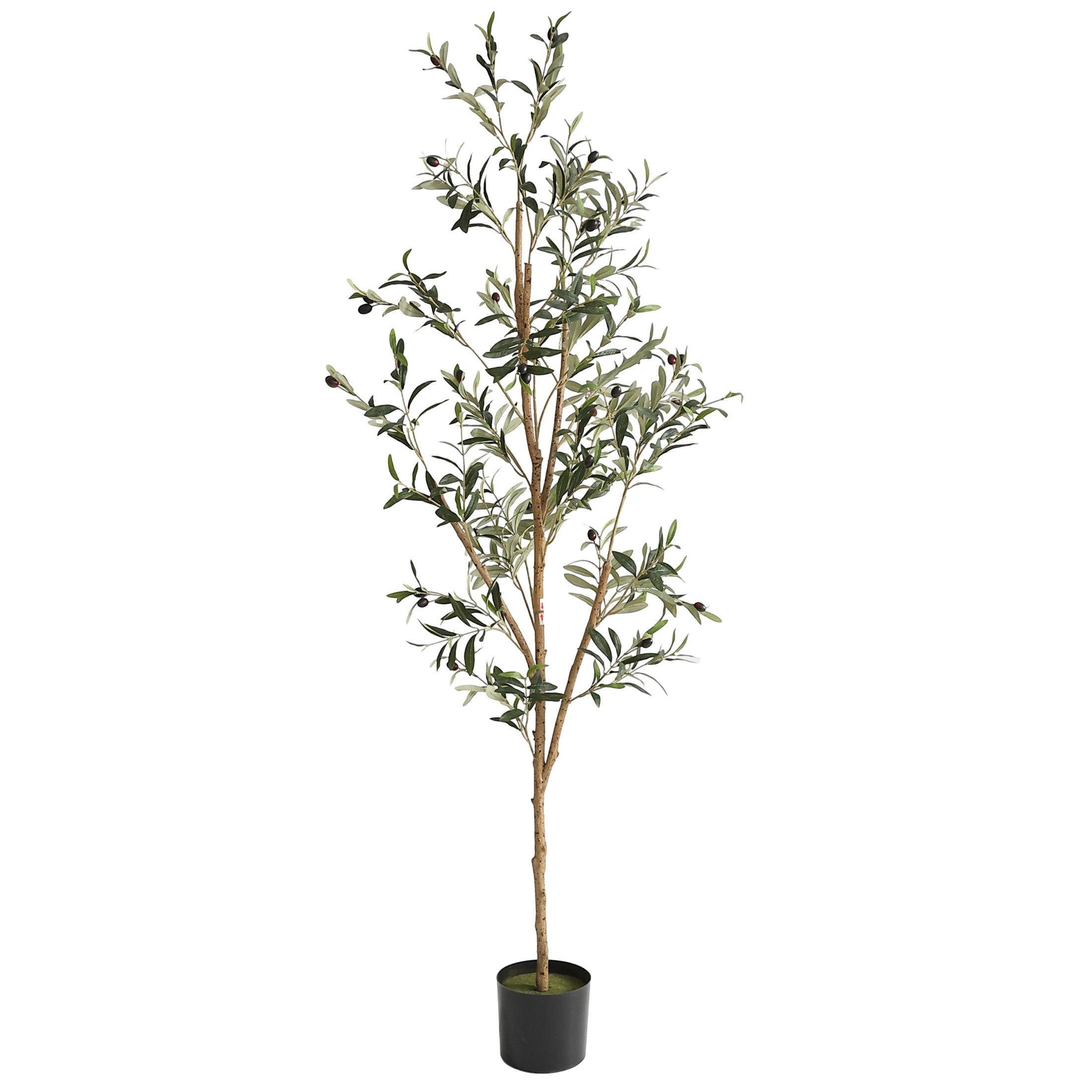 Árbol de olivo artificial, planta de olivo artificial de 6 pies en maceta,  16 ramas y frutas, adecuada para salas de estar modernas, hogar, oficina