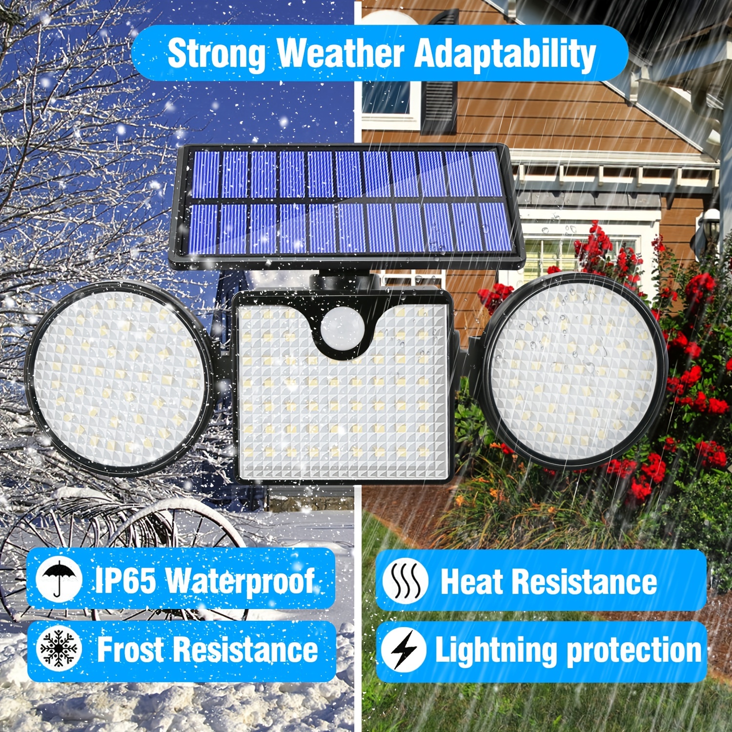 1 2 4 Packs Solar Lamp Outdoor Garden Lamp Light Control Human Body Induction Three Head Lamp Wide Angle Lighting LED Wall Lamp Garage Court Projection Lamp Household New Rural Street Lamp