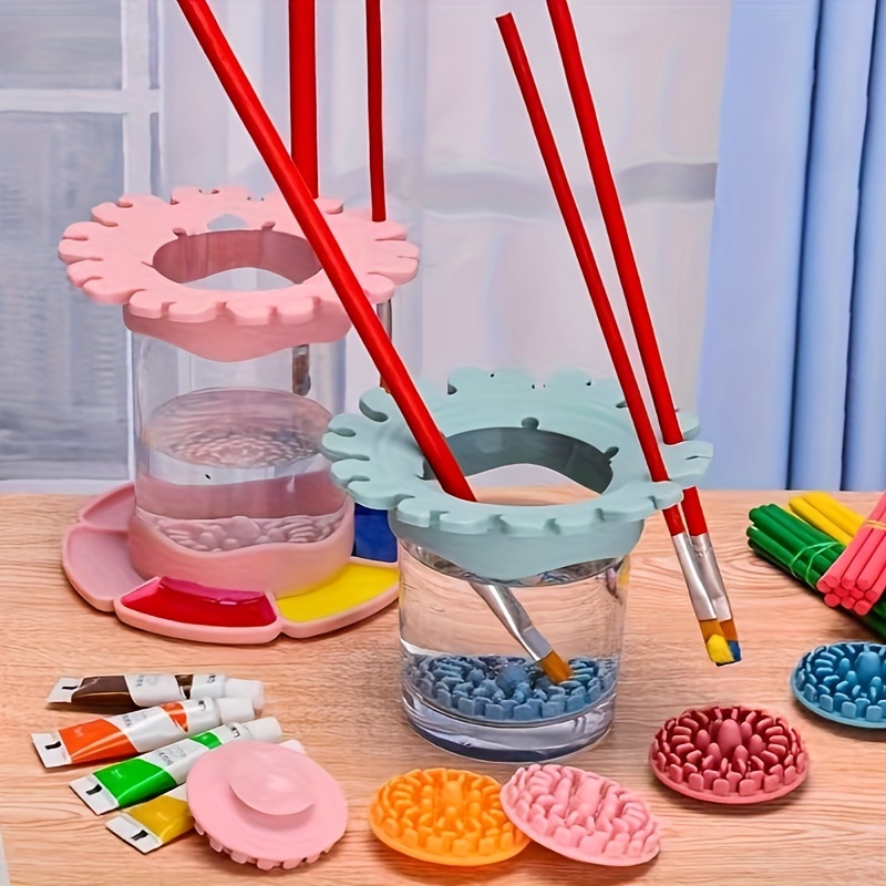 Buy 2 Pcs Foldable Paint Water Dispenser Watercolor Brush Cleaner Portable  Silicone Washing Bucket for Watercolor Oil Painting (Pink, Blue) Online at  desertcartCosta Rica