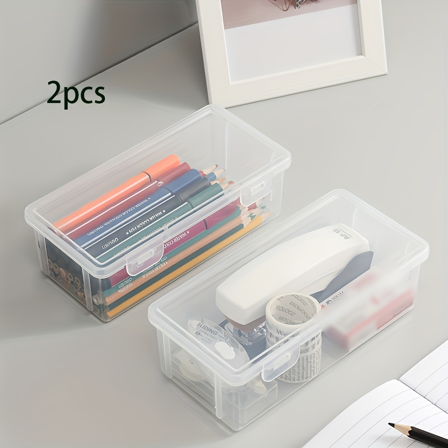 Pencil Storage Box Flip Plastic Storage Box Lid Store - Temu