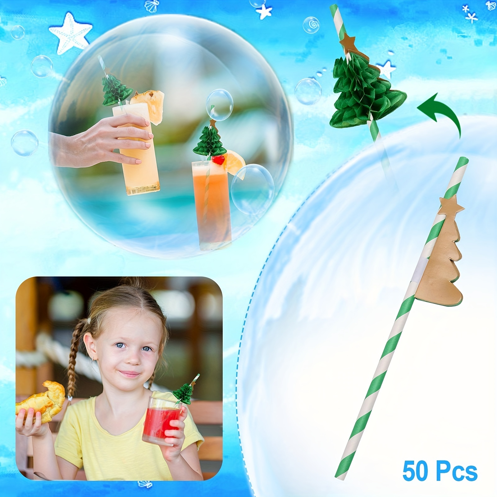 Paper Straws,Biodegradable Paper Straws,Drinking Straws Disposable  Degradable Paper Straw Beverage Party Dessert Cake Decoration(200pc) for  Party