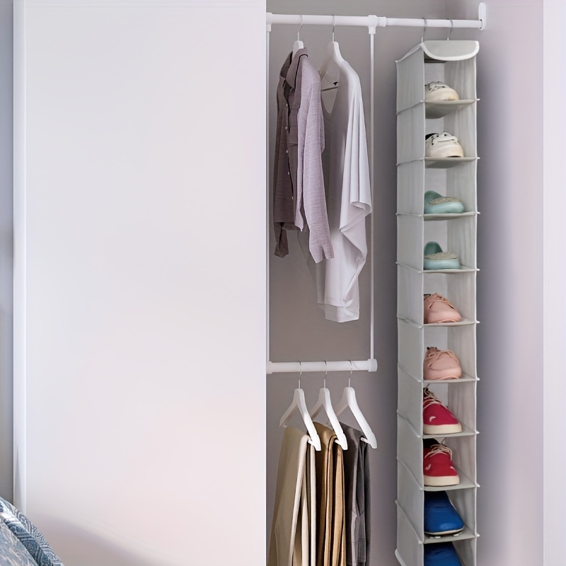 10 shelf Hanging Shoe Organizer For Closet Stylish Grey - Temu