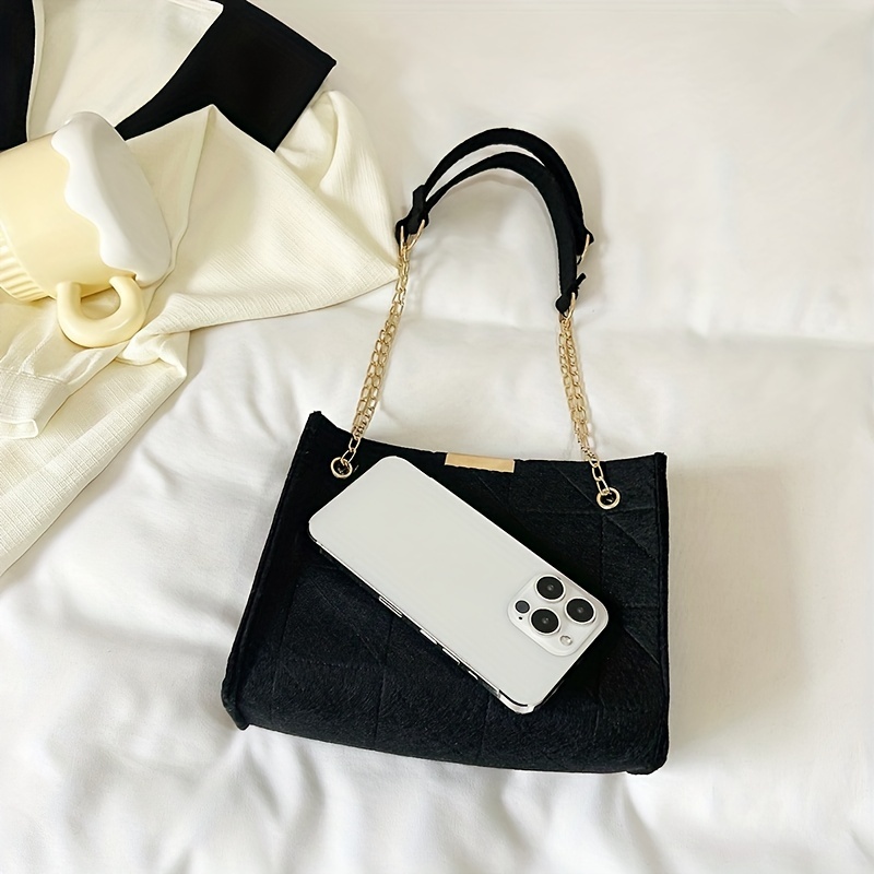 Felt Crossbody Bag Chain Shoulder Handbag