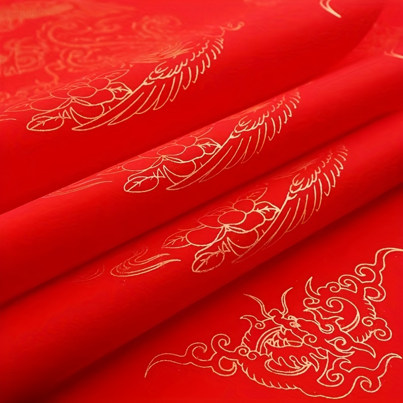 60 Sheets Chinese New Year Calligraphy Red Xuan Paper Blank Fu Character Paper, Size: 34x34cm