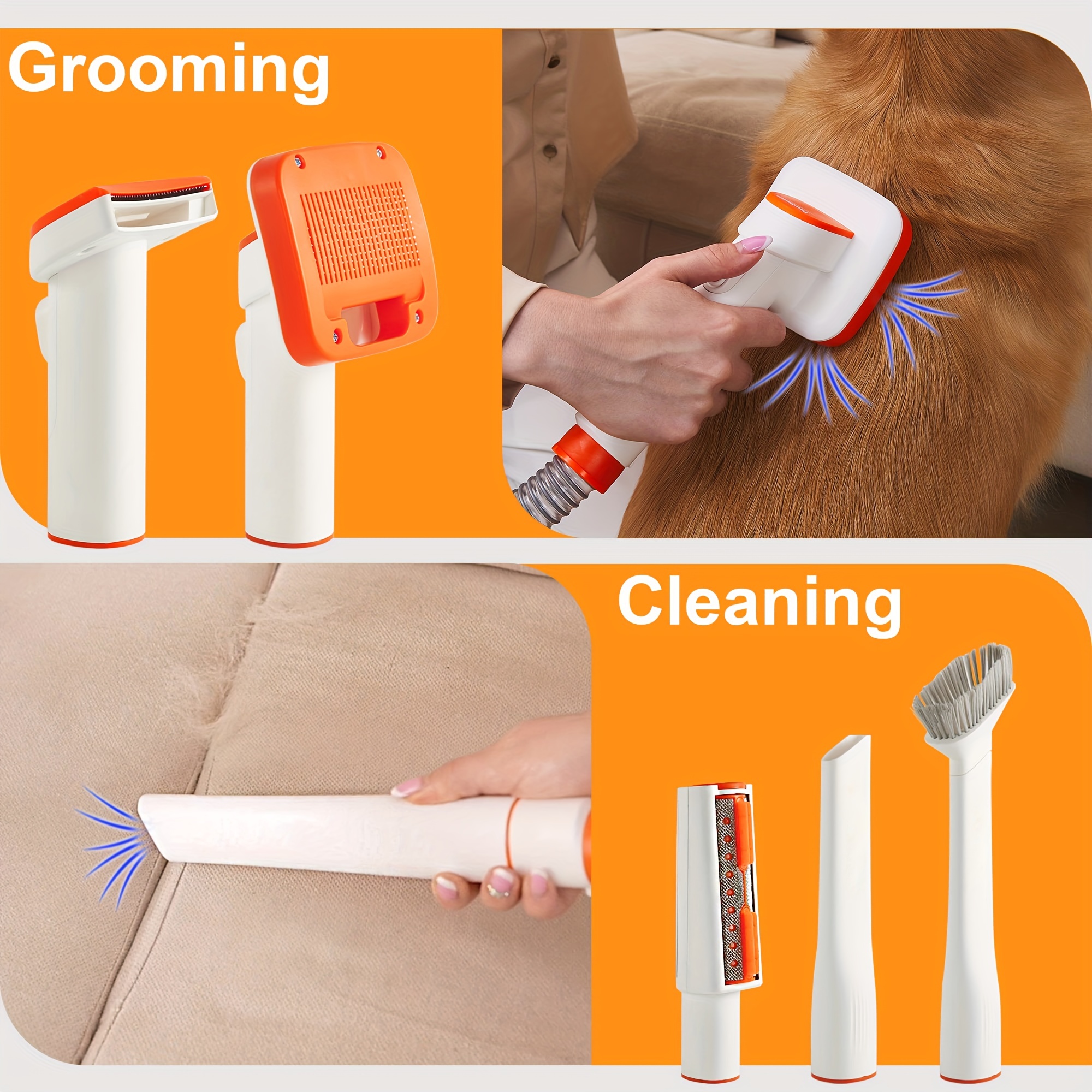 Kit de aseo para mascotas Aspiradora Cepillo Quita Pelos Grooming para  Perro y Gato