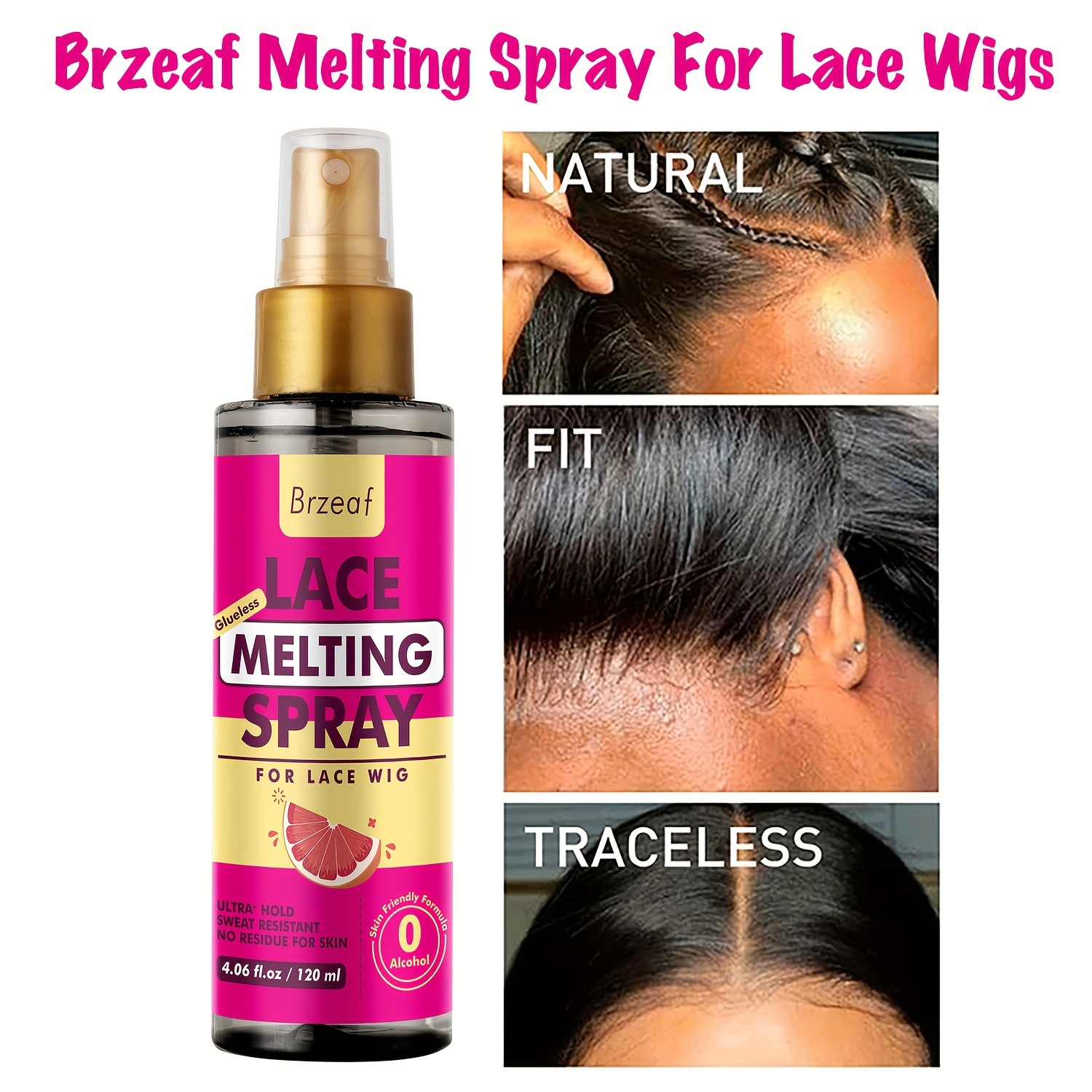 Lace Melting and Holding Spray Glue-Less Hair Adhesive for Wigs, Lace Bond  Adhesive Spray Wig Spray for Closure Wigs Extensions, Wig Melting Spray