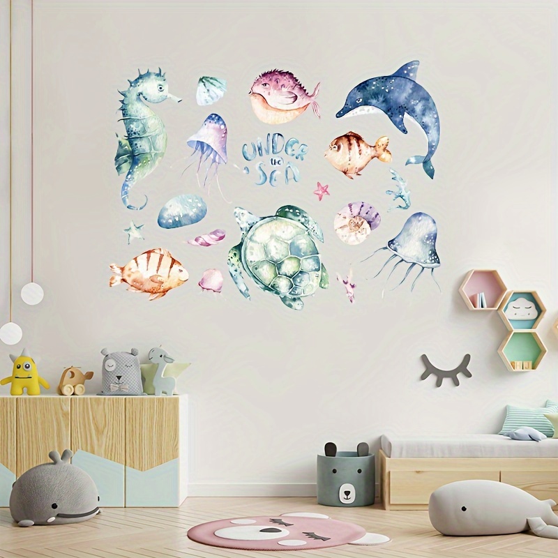 3D Dolphin Fish Swim Out of Window Canvas Art Creative Turtle