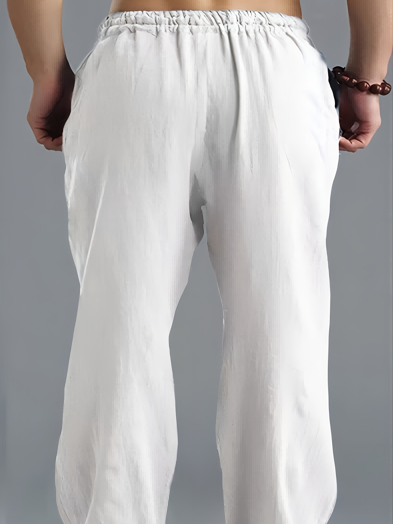 adviicd Men Pants Slim Fit Mens Cargo Pants Mens Baggy Harem Pants Cotton  Linen Wide Leg Yoga Beach Pants White 2XL