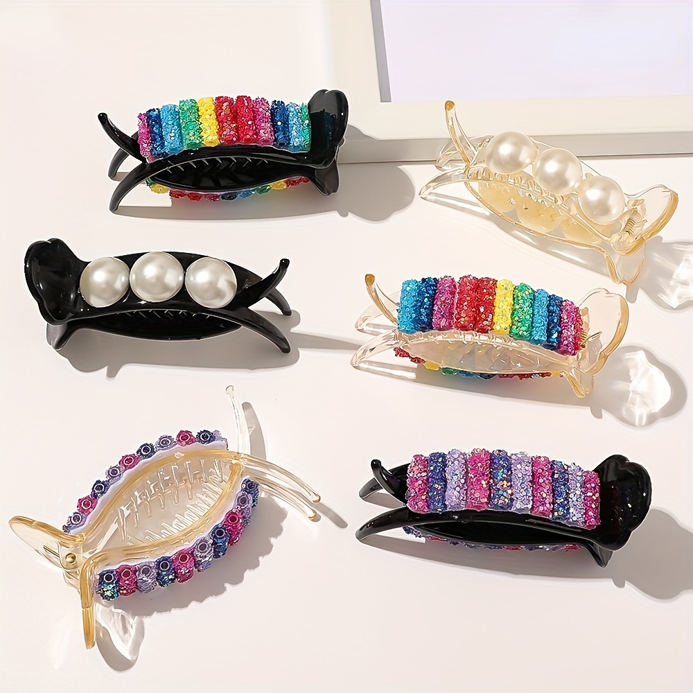 SEOHYUN Colorful Beads Alligator Hair Clip, Translucent