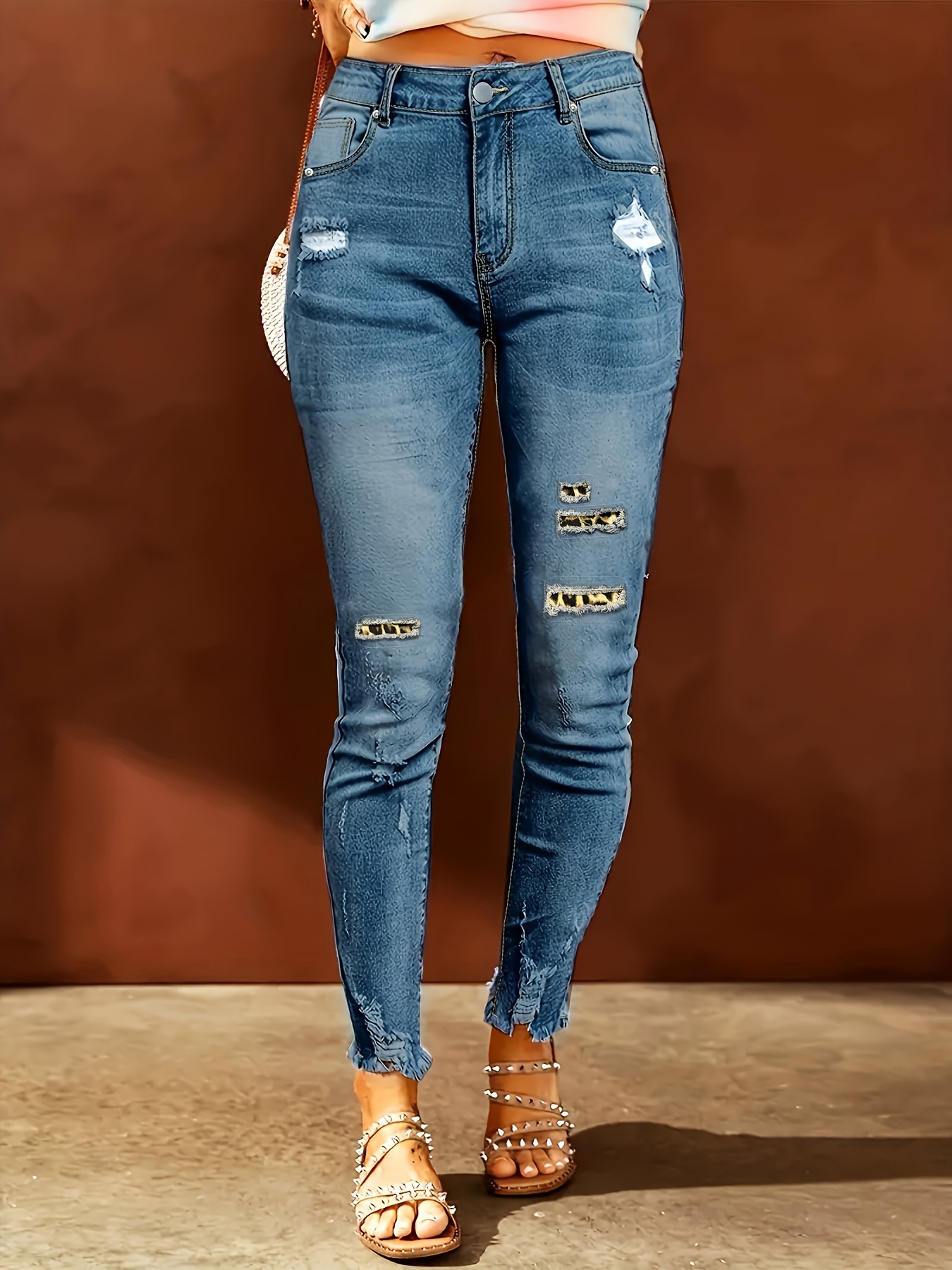 Patchwork skinny hot sale jeans womens