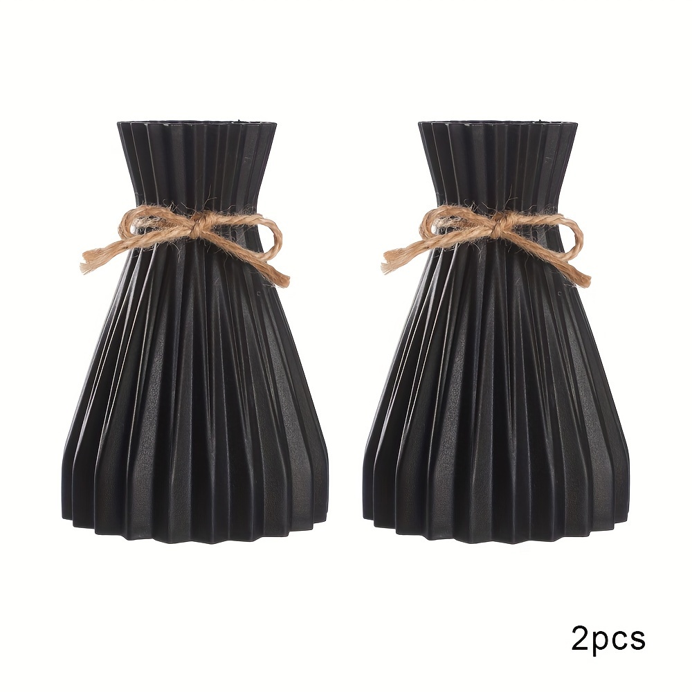 2pcs Bohemian Style Plastic Vase - Unbreakable Ceramic Look Vases Suitable For Decor, Wedding Centerpieces, Tall Cylinder Table Vase, Artificial Flower Holder