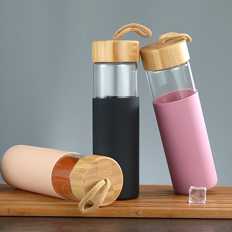 Glass Water Bottle with Silicone Sleeve (550ml)