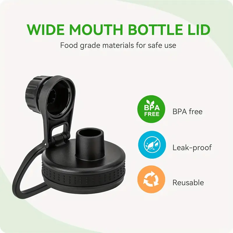 1pc Spout Lid Replacement For Wide Mouth Hydro * Plastic Water Bottle Lid,  For 12oz/16oz/18oz/22oz/32oz/40oz/64oz Sports Water Bottles