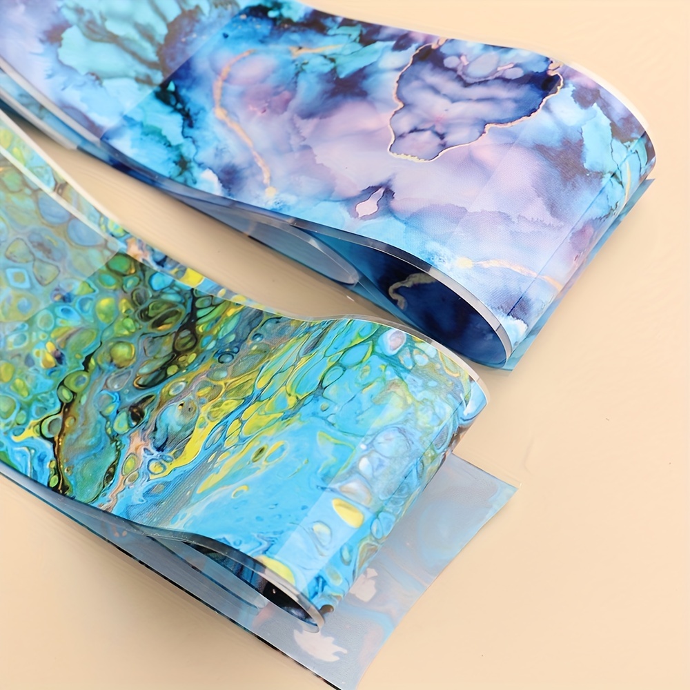 Colorful Marble Nail Foil Transfer Sticker Nail Art Decals Self Adhesive