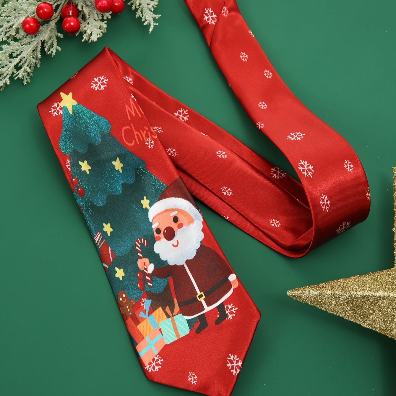 1pc Cravate À Motif De Père Noël Et D'Elan Pour Hommes, Cadeaux De