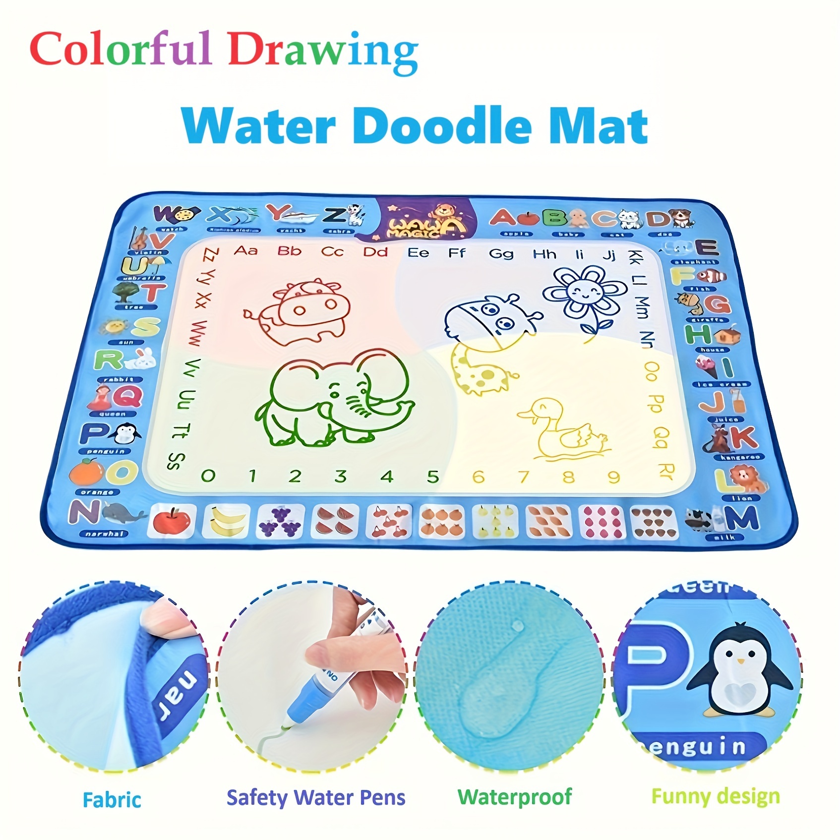 Cool Play Drawing Mat Learning Toy Water Painting Magic Doodle Mat Aqua  Coloring Playmat Magical Water Canvas - Temu