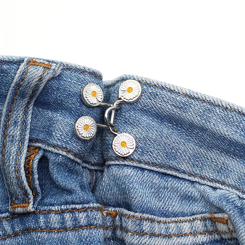 Daisy Button Pins for Jeans Adjustable Jean Buttons Pins Pant