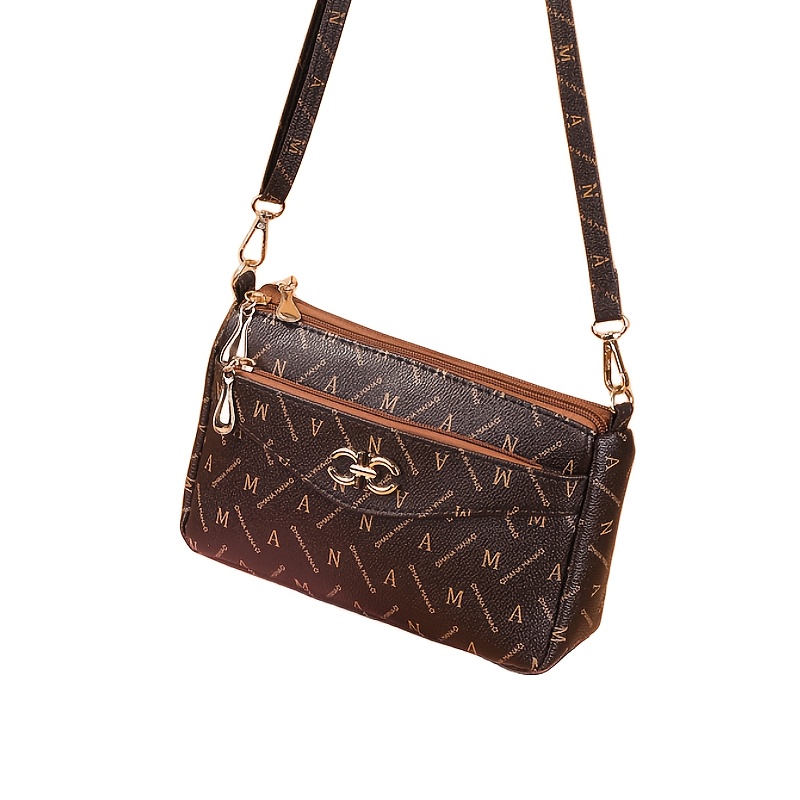 Geometric Pattern Shoulder Bag, Women's Square Zipper Purse, Classic Faux  Leather Crossbody Bag - Temu