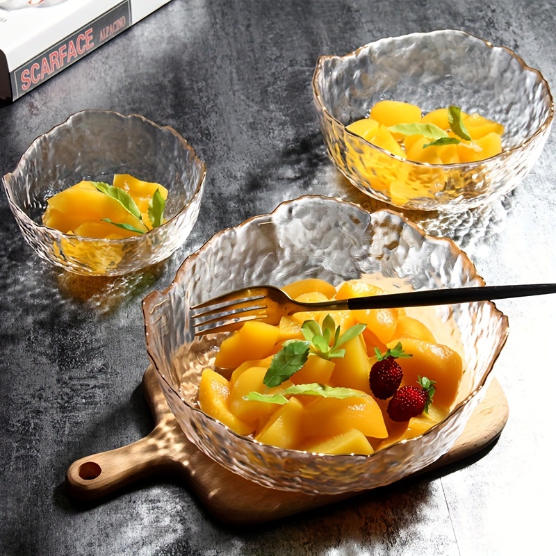 China Unique Vetro Embossed Food Bowls Vegetable Fruit Salad Trasparente  Glass Bowls fabbrica è pruduttori