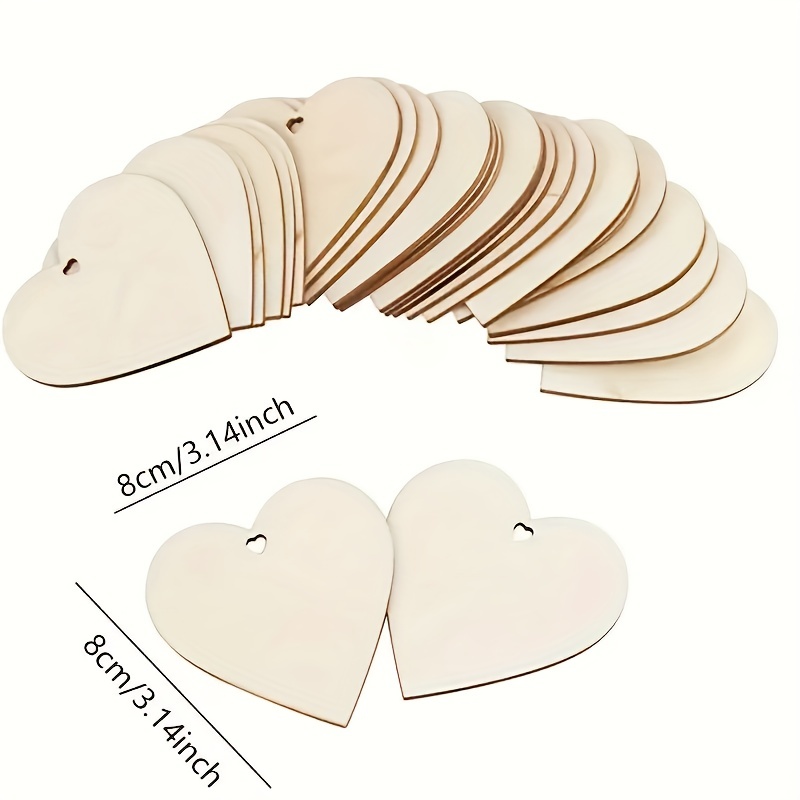 100 Pcs Wood Heart Ornaments Crafts Mini Wooden Hearts Small Chips Labels