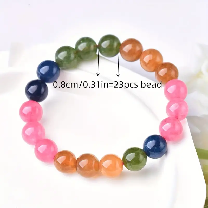 Cute Candy Color Tourmaline Chalcedony Beaded Bracelet - Temu