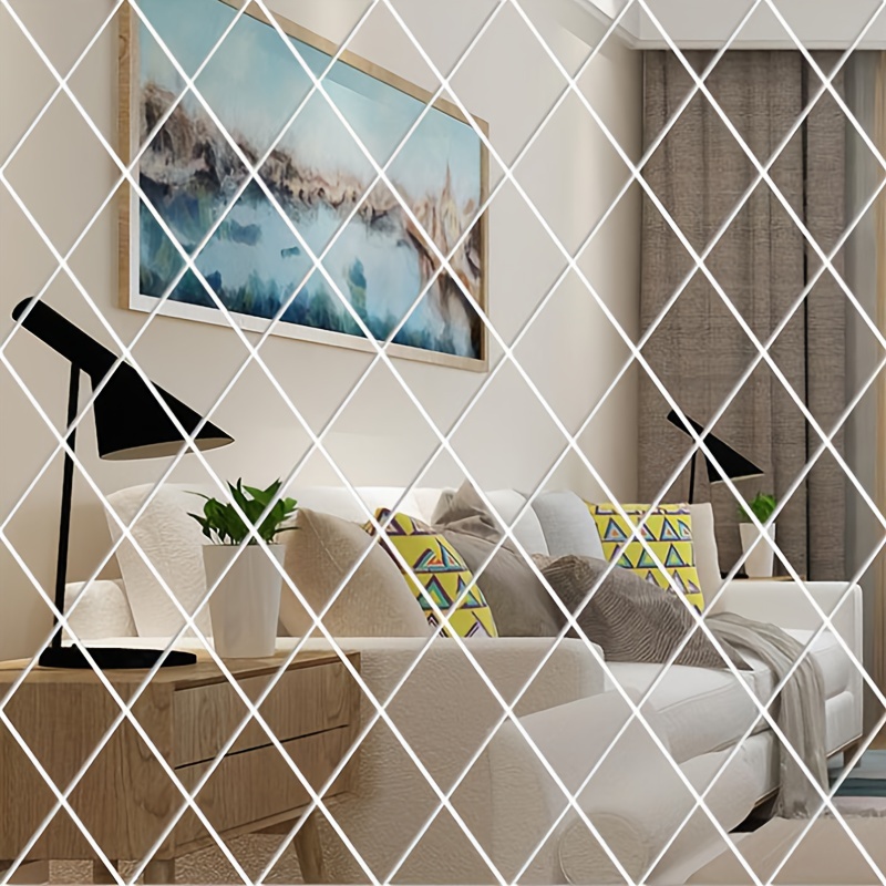 Rhombus Mirror Wall Sticker Acrylic Adhesive Mirror Tiles - Temu