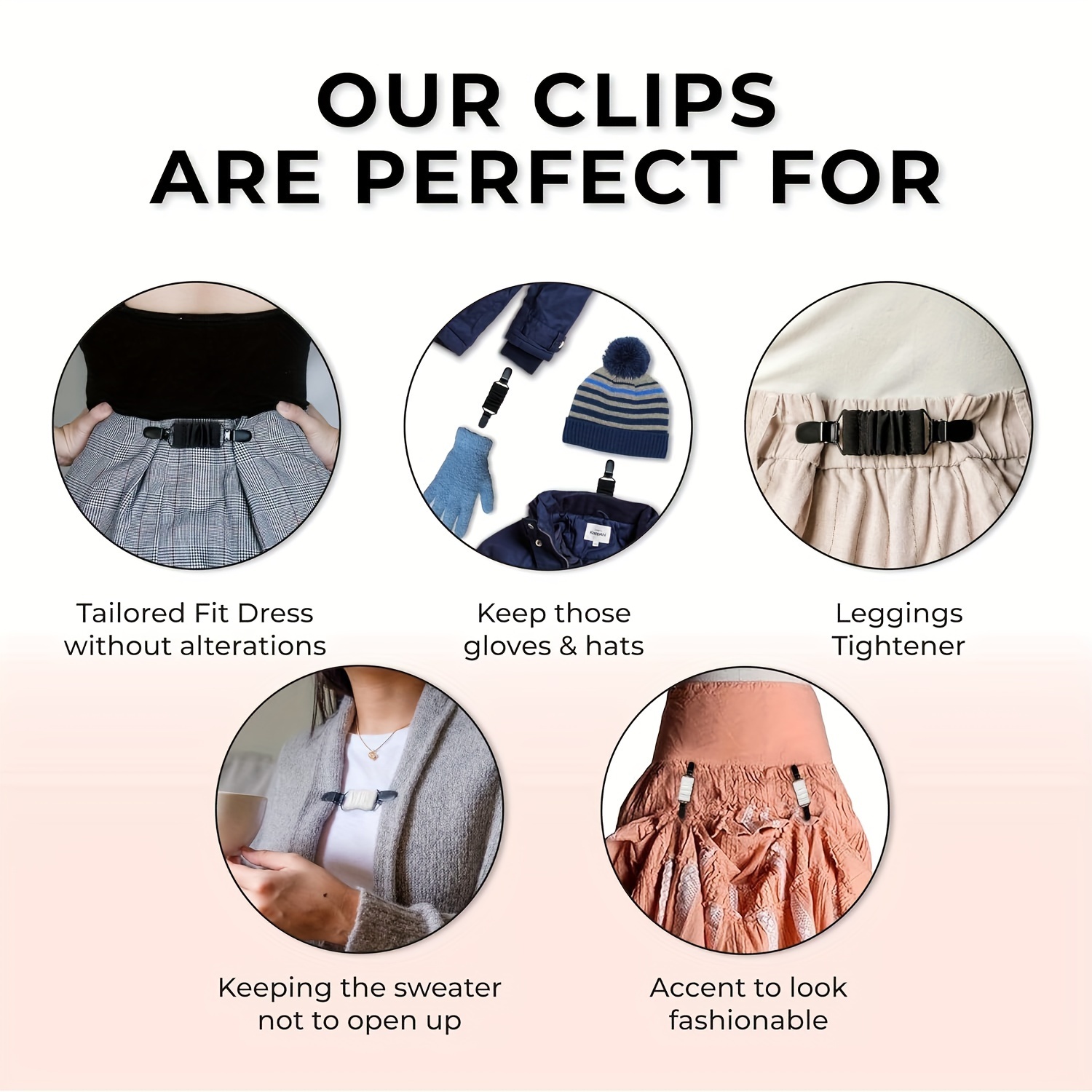 slim fit dress slacks Cinch It! 3 Pack Women’s Clothing Cinch Clips for Better Fit & Better Style On Dresses, Blouses, T-Shirts, Scarves & More main image 1