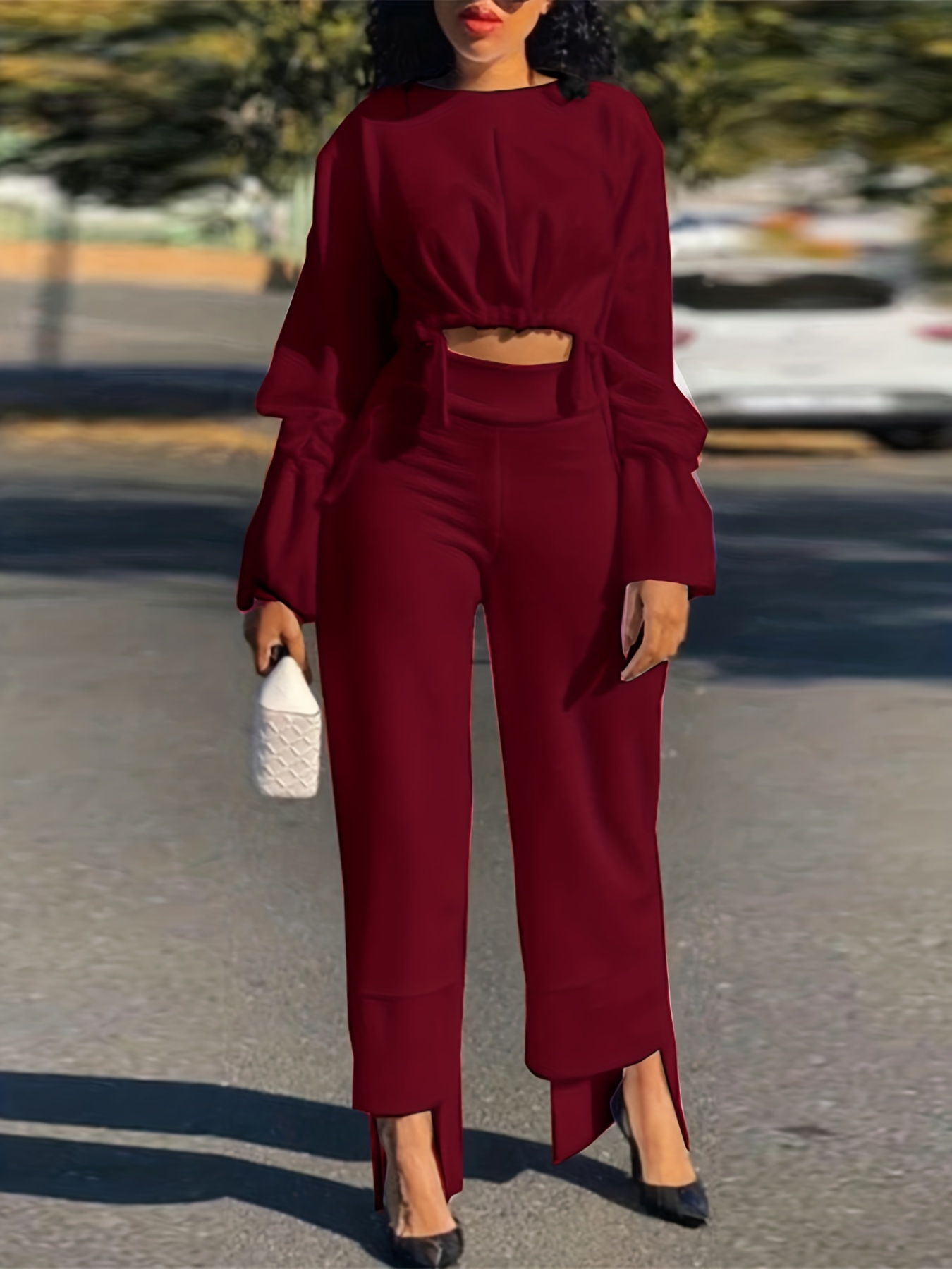 2 Piece Outfits Trousers And Top - Temu