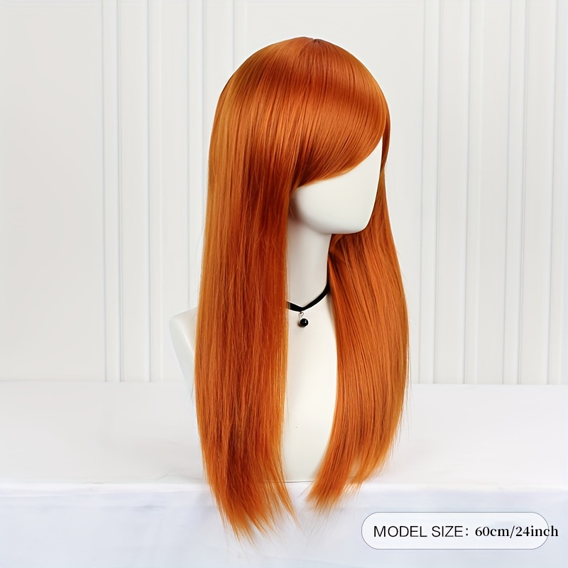 Long Orange Middle Part Wig for Women - 60-96 cm