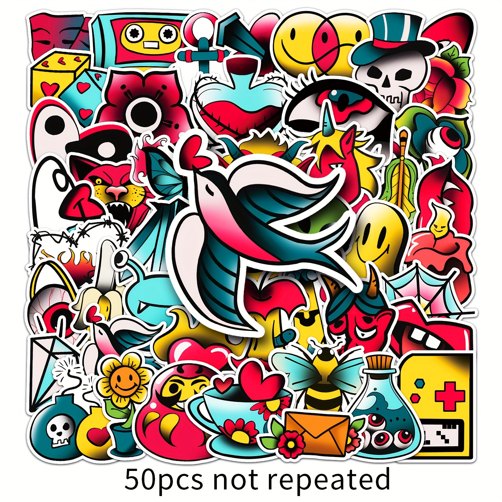 50pcs Cartoon Retro Style Cool Creative Graffiti Stickers - Temu