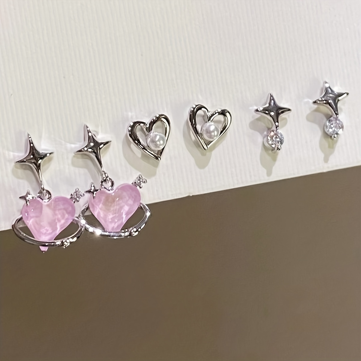 Korean Fashion Love Heart Cross Star Bow Drop Earrings for Women Sweet Cool  Charm Set Dangle Earrings Aesthetic Trend Jewelry