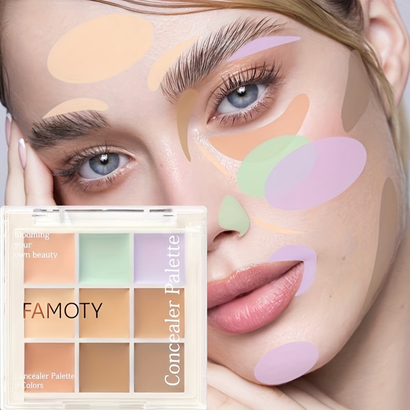 

9 Colors Eye Concealer Palette, Waterproof Moisturizing Concealer Cream, Covering Acne Mark Dark Circles Blemishes Long Lasting Face Base Cosmetic