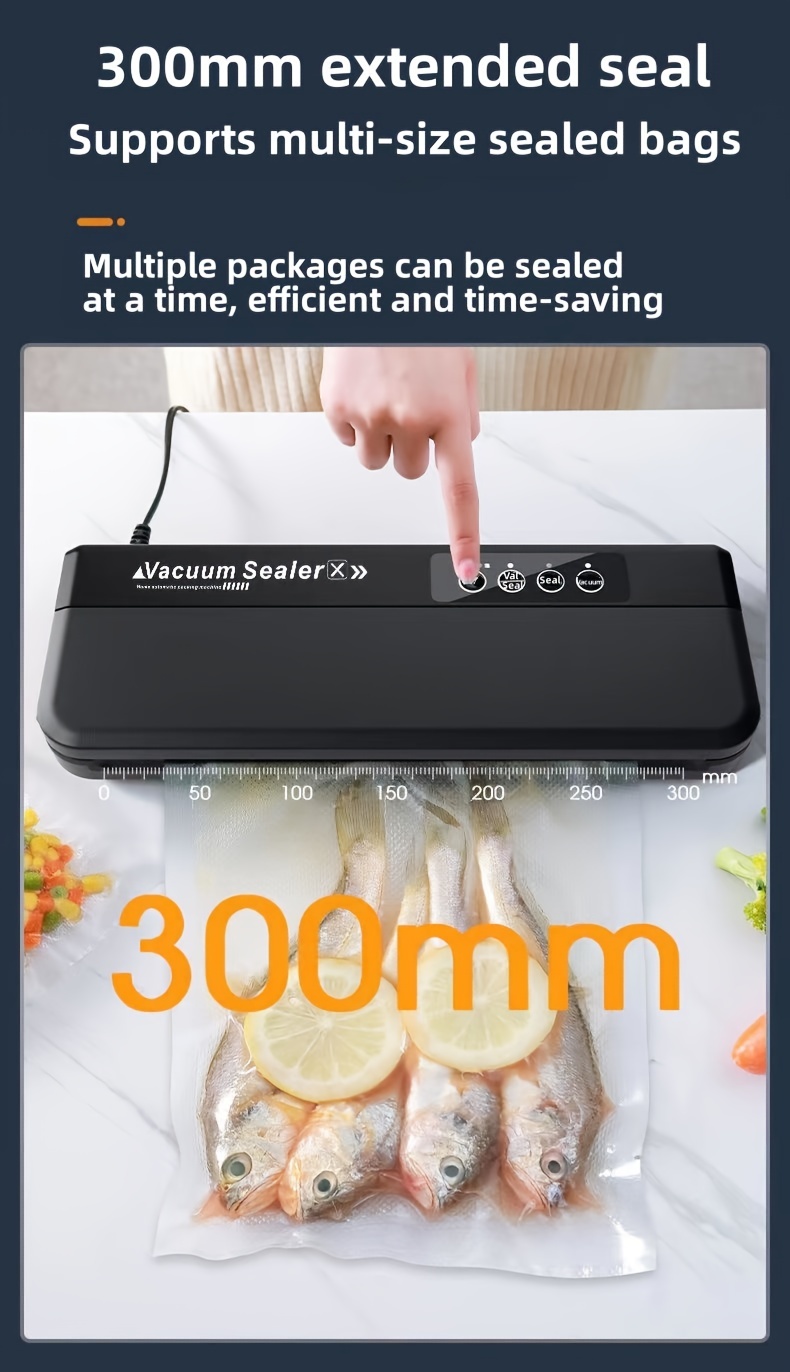 Electric Vacuum Sealer With 10/50 Bags 110v Us Plug Ledindicator Lights  Automatic Vacuum Air Sealing System Forfood Preservation & Sous Vide  Starter Kit, Compact Design,dry & Moist Food Modes - Temu