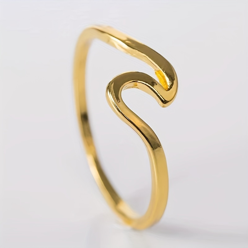 Wave Ring Electroplated Alloy Finger Ring For Men