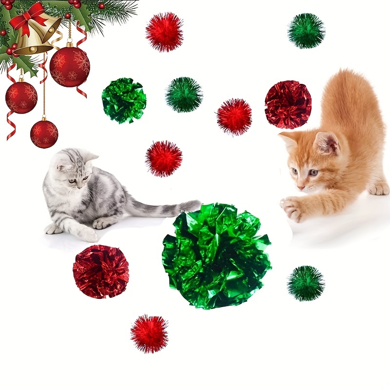 Cat Sparkle Balls For Cats Glitter Pom Poms Fuzzy Cat - Temu