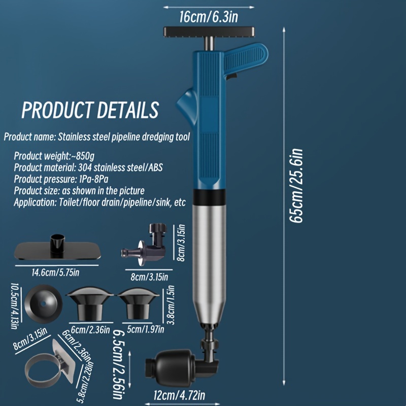 1pc Desatascador Tuberías Acero Inoxidable Alta Presión - Temu Chile