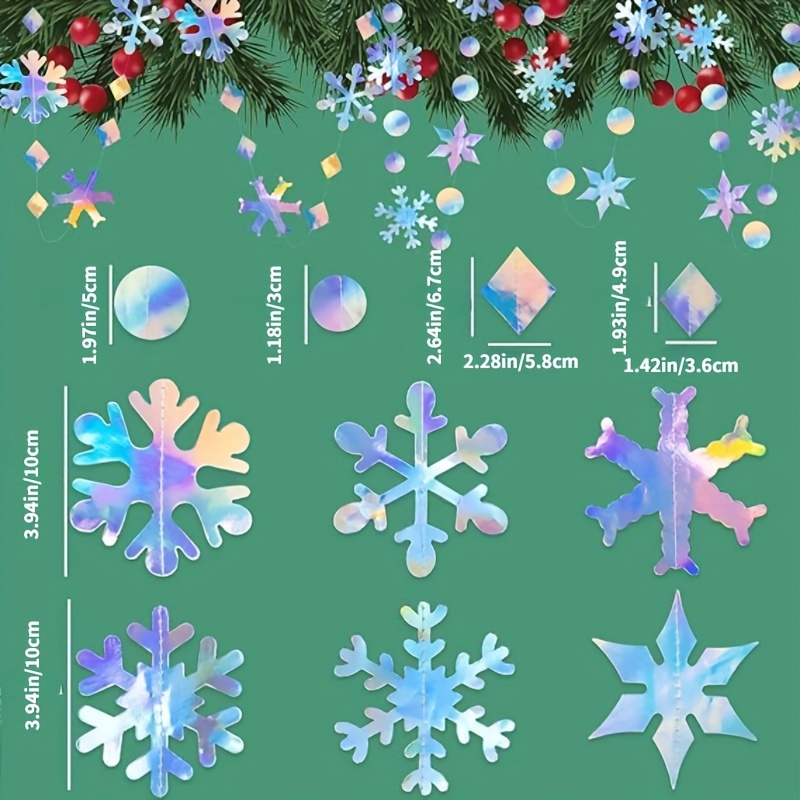 Iridescent Christmas Snowflake Decoration Circle Garlands Banners