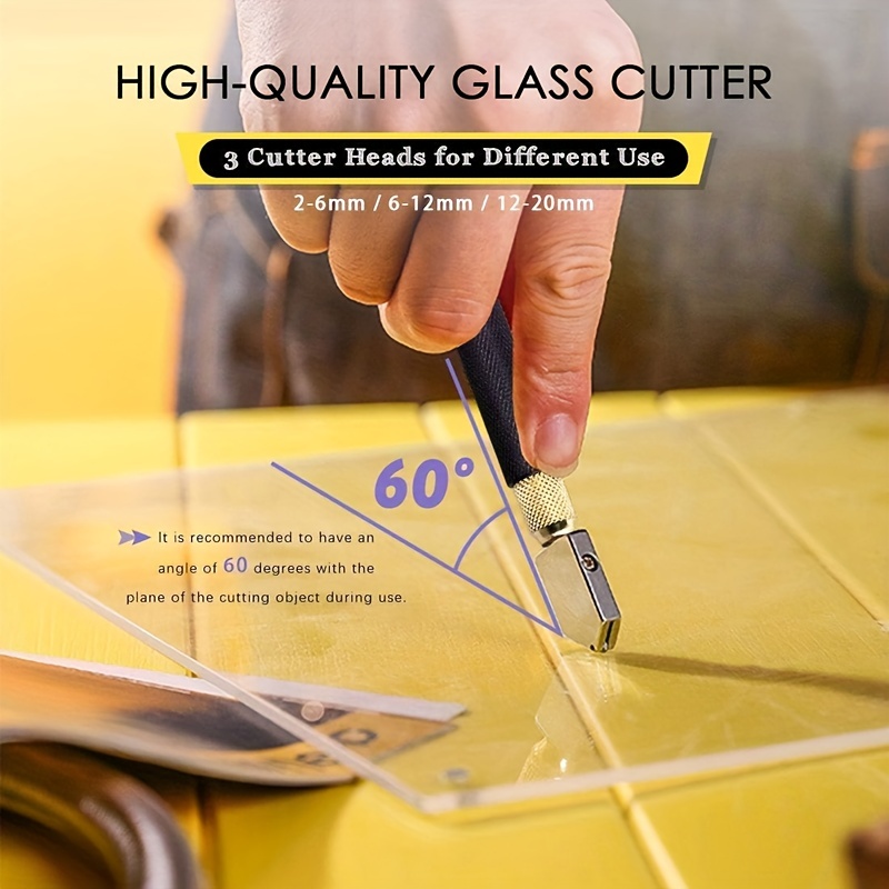 Glass Cutter 2mm-20mm Glass Cutter Tool with Glass Cutting Oil Glass  Cutting Tool with Aotomatic Oil Feed Glass Cutter for Mirrors/Tiles/Mosaic